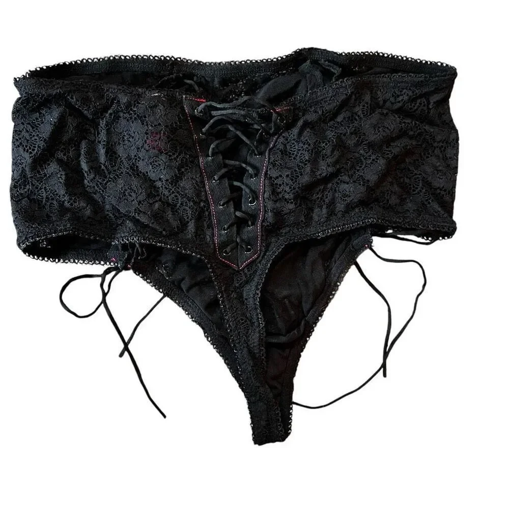 Torrid x Betsey Johnson Womens 2X Top 1X Bottoms Lace Corset High Waist Thong - Picture 6 of 9